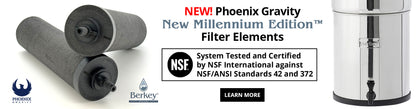 Phoenix Gravity New Millennium Edition filter elements with NSF certification label.